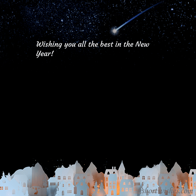 New year ecard with the night in the small town