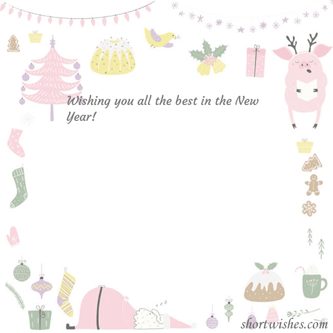 New Year's card with a singing pig