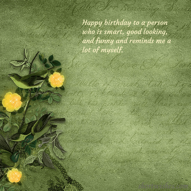 Green postcard with yellow flowers