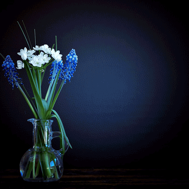 Mother Day Card A postcard with blue flowers in a vase